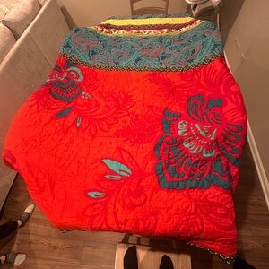 Vibrant Red and Teal Anthropologie Bedding